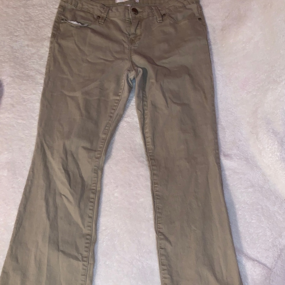 khaki jean dress pants flare bottom